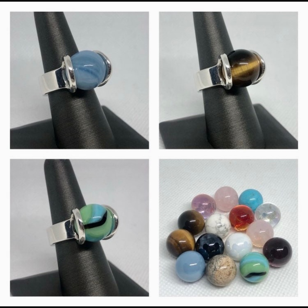 Sterling Interchangeable Marble Ring